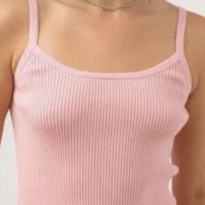 Rhythm Yumi Pink Ribbed Knit Sweater Tank